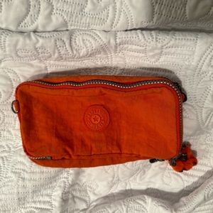 Authentic Kipling Chap Pen Case cosmetics makeup Pouch organizer w/ Furry Monkey